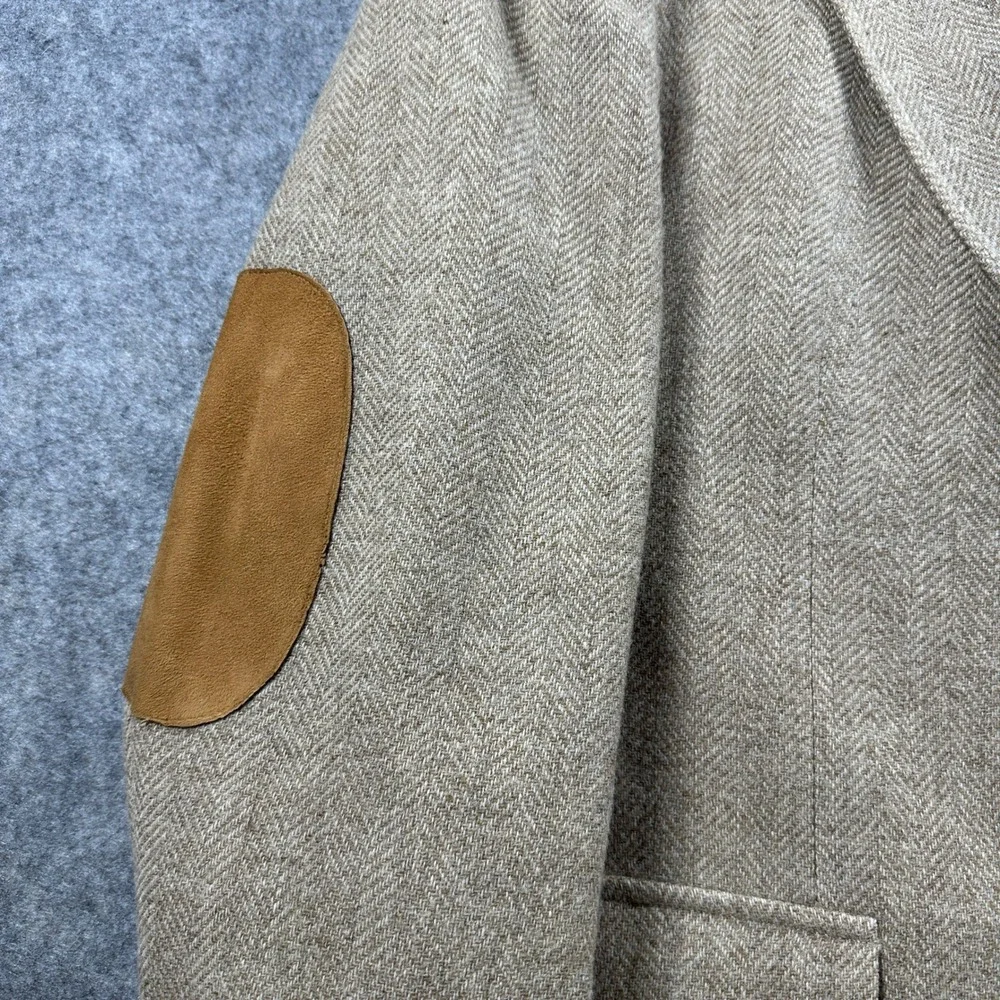 Palm Beach Blazer‎ Mens Big & Tall Tan Wool Herringbone Suede Elbow Patches USA
